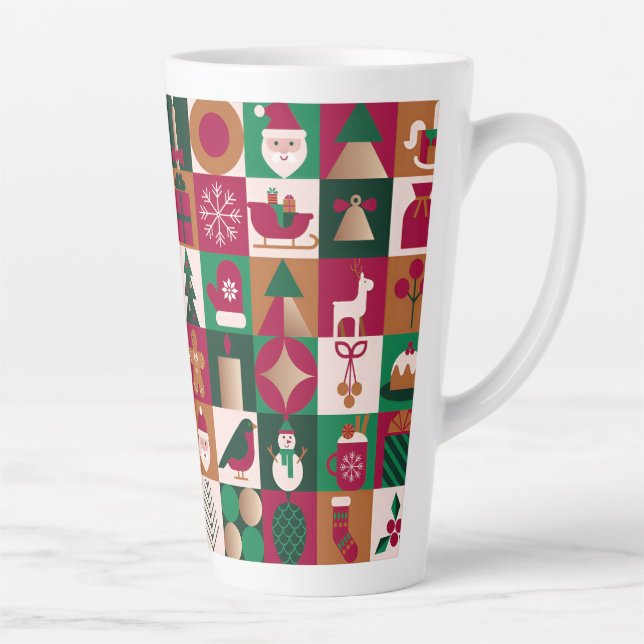 Festliche Weihnachtscollage mit Geschenken, Bäumen Milchtasse (Rechts)
