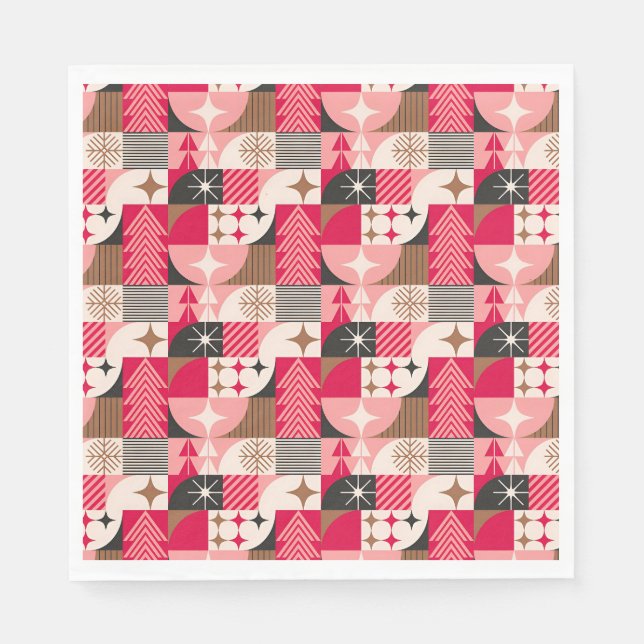 Festliche Weihnachtscollage mit Geschenken, Bäumen Serviette (Vorderseite)