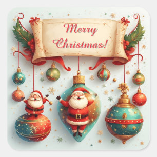 Festliche Weihnachtsdekoration Quadratischer Aufkleber