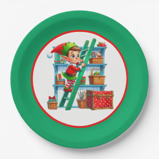Festliche Weihnachtselfen-Party Pappteller