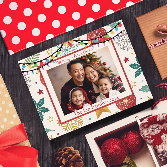 Festliche Weihnachtsfamilie Foto Weihnachtskarte Feiertagspostkarte (Von Creator hochgeladen)