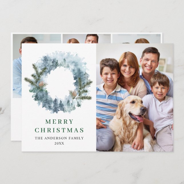 Festliche Weihnachtsfeier 4 FOTO Gruß Feiertagskarte (Vorne/Hinten)