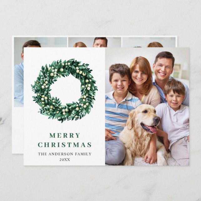 Festliche Weihnachtsfeier 4 FOTO Gruß Feiertagskarte (Vorne/Hinten)