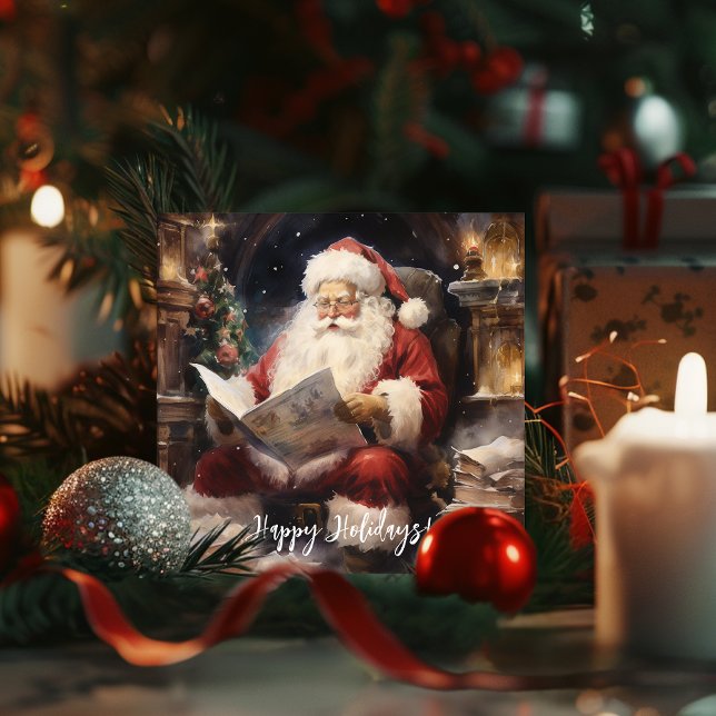 Festliche Weihnachtsfeier Feiertagskarte (Watercolor Festive Christmas Santa Holiday Card)