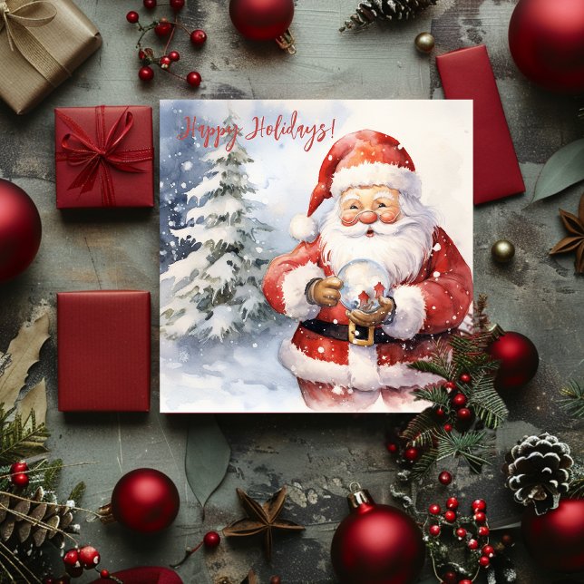 Festliche Weihnachtsfeier Feiertagskarte (Watercolor Festive Christmas Santa Holiday Card)