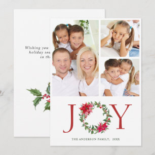 Festliche Weihnachtsfeier Holly Wreath Gruß 3 FOTO Feiertagskarte