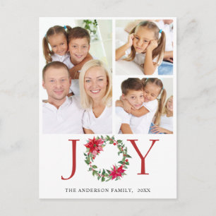 Festliche Weihnachtsfeier Holly Wreath Gruß 3 FOTO Feiertagspostkarte