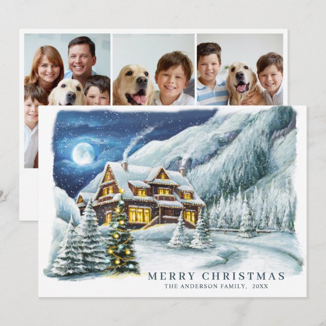 Festliche Weihnachtsfeier im Landhaus Feiertagskarte (Vorne/Hinten)