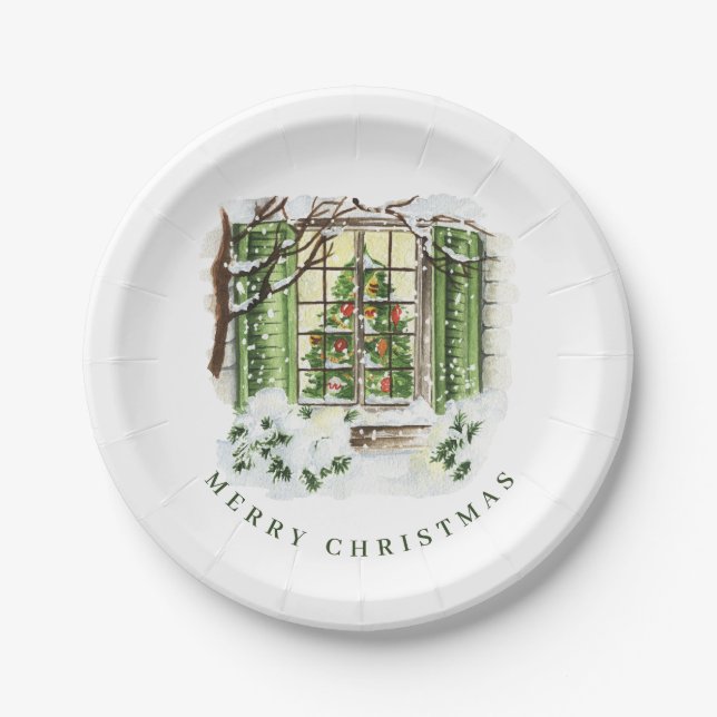Festliche Weihnachtsfeier Pappteller (Vorderseite)