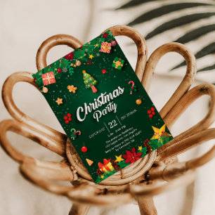 Festliche Weihnachtsfeier Party Einladung mit Orna