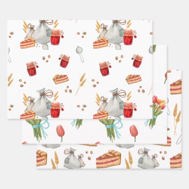 Festliche Weihnachtsfeiertage Backen Leckereien un Geschenkpapier Set (Set)