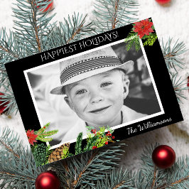 Festliche Weihnachtsfeiertage Botanicals Foto Feiertagskarte