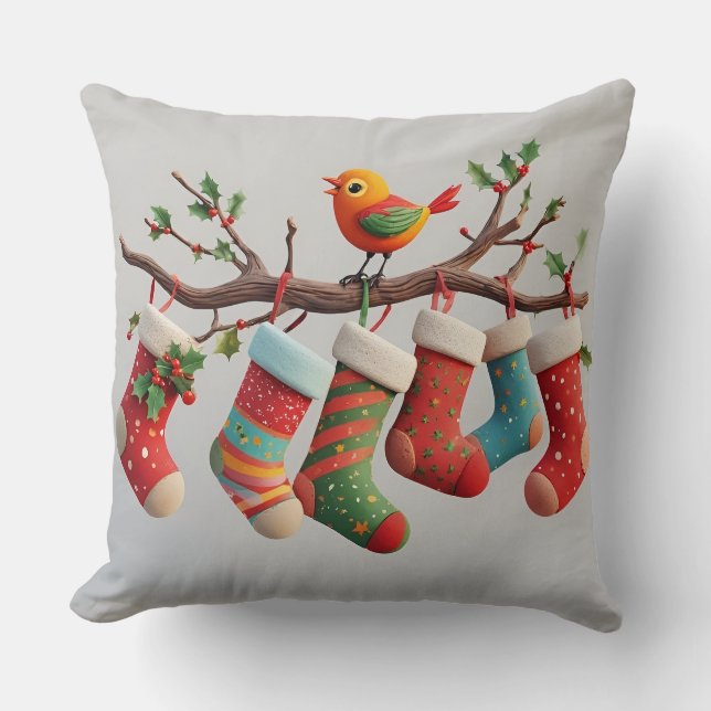 Festliche Weihnachtsfeiertage Strümpfe mit Holly Kissen (Vorderseite)