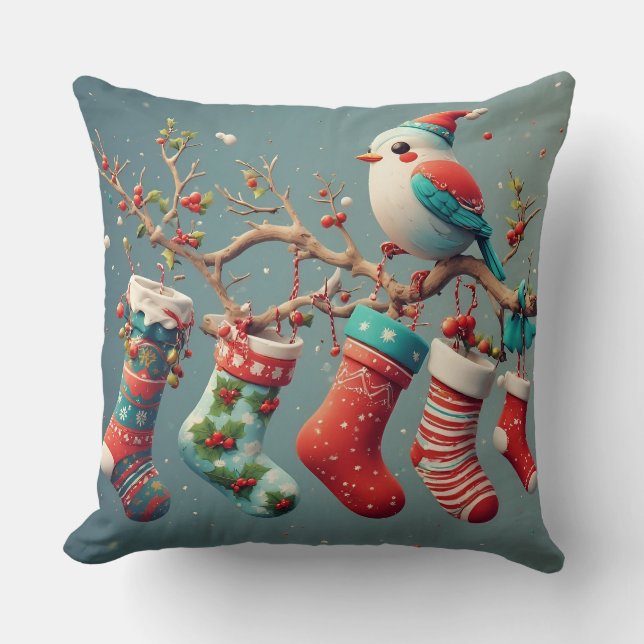 Festliche Weihnachtsfeiertage Strümpfe mit Holly Kissen (Vorderseite)
