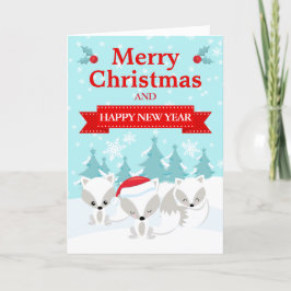 Festliche Weihnachtsfoxen und Winterlandschaft Feiertagskarte