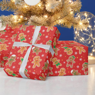 Festliche Weihnachtsgingerbäckermuster Geschenkpapier