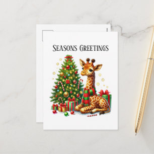 Festliche Weihnachtsgiraffe Frohe Festtage Feiertagspostkarte