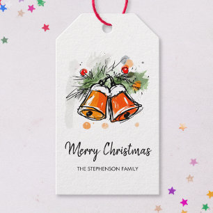 Festliche Weihnachtsglocken-Skizzenillustration Geschenkanhänger
