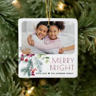 Festliche Weihnachtsgrün-Foto Keramikornament