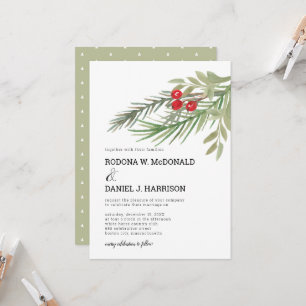 Festliche Weihnachtsgrün-Hochzeit Einladung
