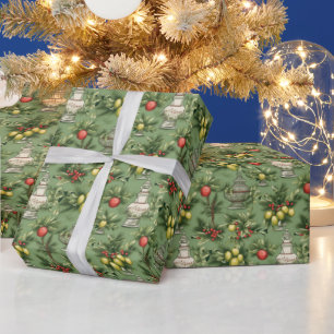 Festliche Weihnachtskacheln Vintage Glühbirnen Geschenkpapier