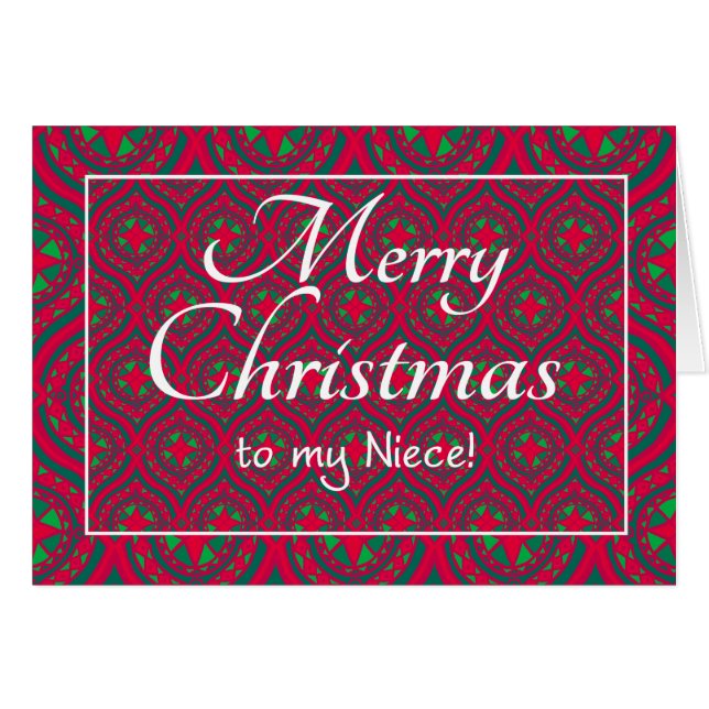 Festliche Weihnachtskarte für Nichten-rotes Grün (Vorderseite (Horizontal))
