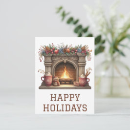 Festliche Weihnachtskarte mit Kamin Feiertagskarte