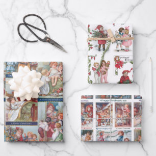 Festliche Weihnachtskarten-Collage für Viktorianis Geschenkpapier Set