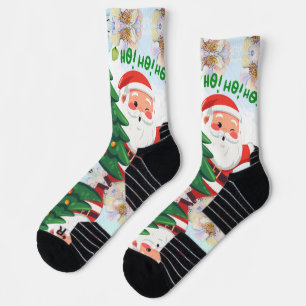 Festliche Weihnachtskatze in Santa-Mütze Socken