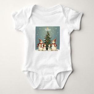 Festliche Weihnachtskollektion der Familie Snowman Baby Strampler