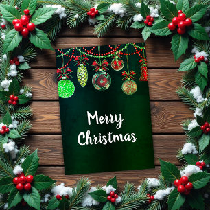 Festliche Weihnachtskugeln Grüne Weihnachtskarte Karte