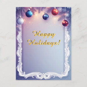 ❄️ Festliche Weihnachtskugeln leuchten 🎄 Kiefernz Postkarte