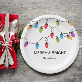 Festliche Weihnachtslichterketten personalisiert Pappteller