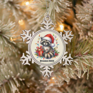 Festliche Weihnachtslieder mit Namensdatum Schneeflocken Zinn-Ornament