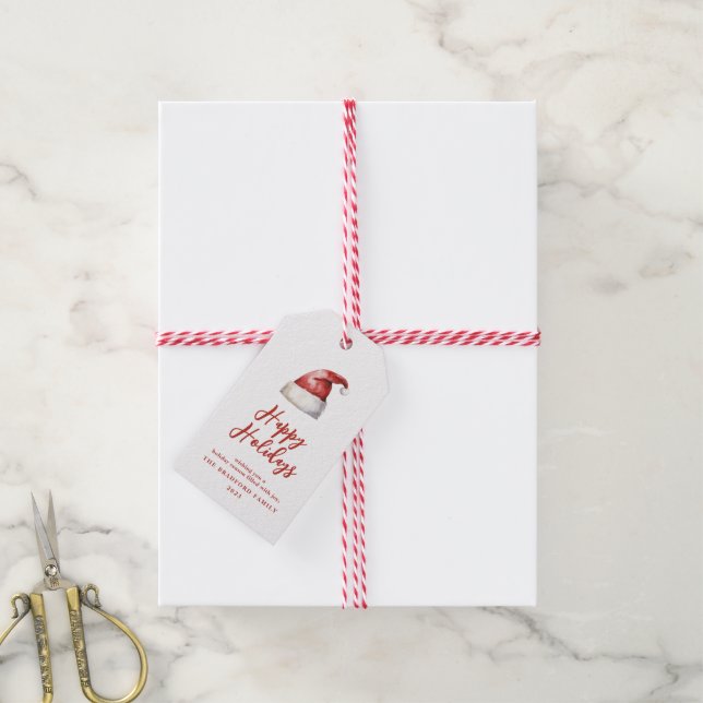 Festliche Weihnachtsmannmütze Geschenkanhänger (Mit Garn)
