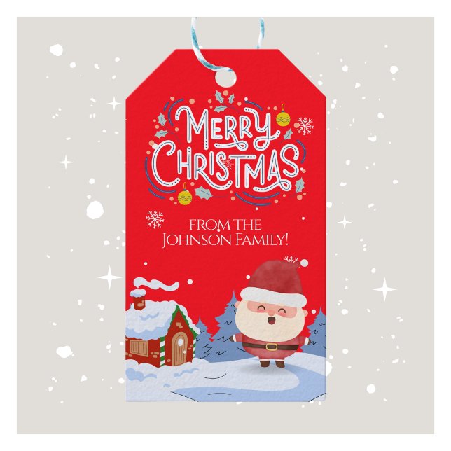 Festliche Weihnachtsnachtsmarke für die Familie Geschenkanhänger (Festive Family Name Christmas Gift Tag)