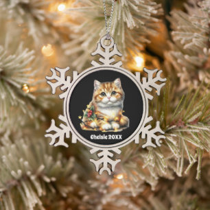 Festliche Weihnachtsnachtsnachtsnachtsnacht Schneeflocken Zinn-Ornament