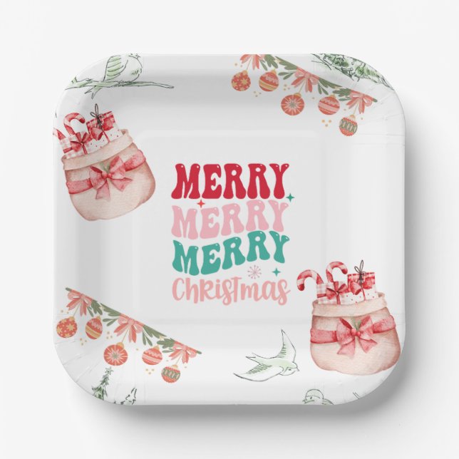 Festliche Weihnachtspapierplatten - Set von 8 Pappteller (Vorderseite)