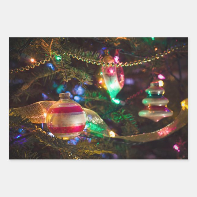 Festliche Weihnachtsschmuck Geschenkpapier Set (Vorderseite)