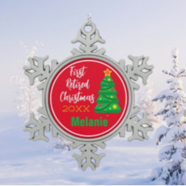 Festliche Weihnachtsschmuckstücke mit der ersten R Schneeflocken Zinn-Ornament