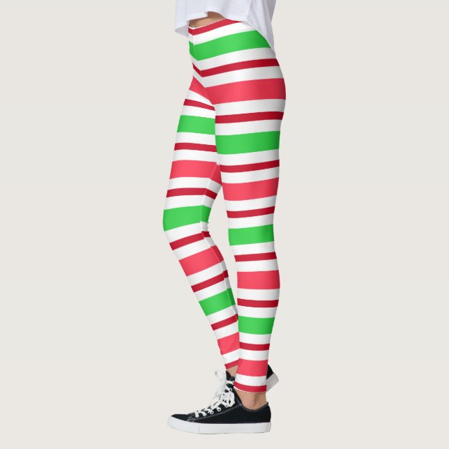 Festliche Weihnachtsstrippmuster Leggings (Links)
