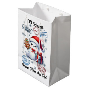 Festliche Weihnachtstasche mit fröhlichen Geschenk Mittlere Geschenktüte