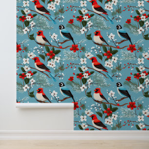 Festliche Weihnachtsvögel Tapete