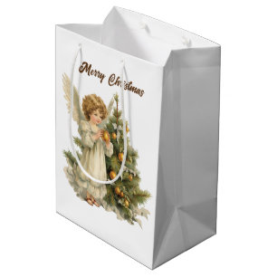 Festliche Weihnachtswasserfarbe Angel hinzufügen T Mittlere Geschenktüte
