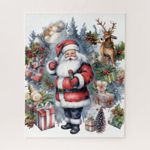 Festliche Weihnachtswasserfarbe Santa Puzzle