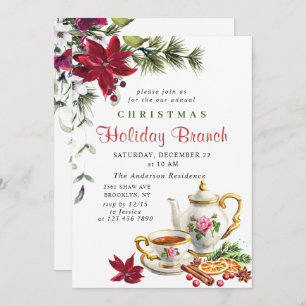 Festliche Weihnachtszweigstelle Poinsettia Einladung