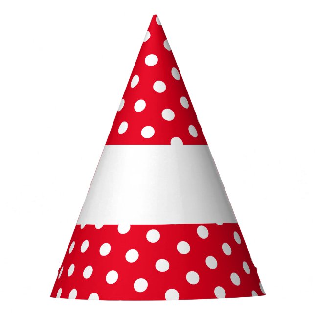 Festliche weiße Polka Dots verbanden roten Hinterg Partyhütchen (Vorderseite)