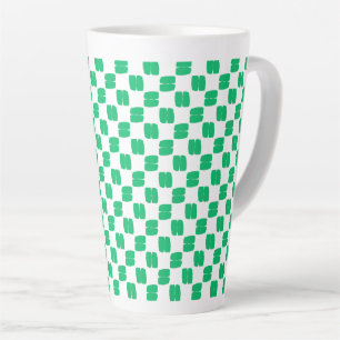 Festliche weiße und grüne gestrichelte Quadrate Milchtasse
