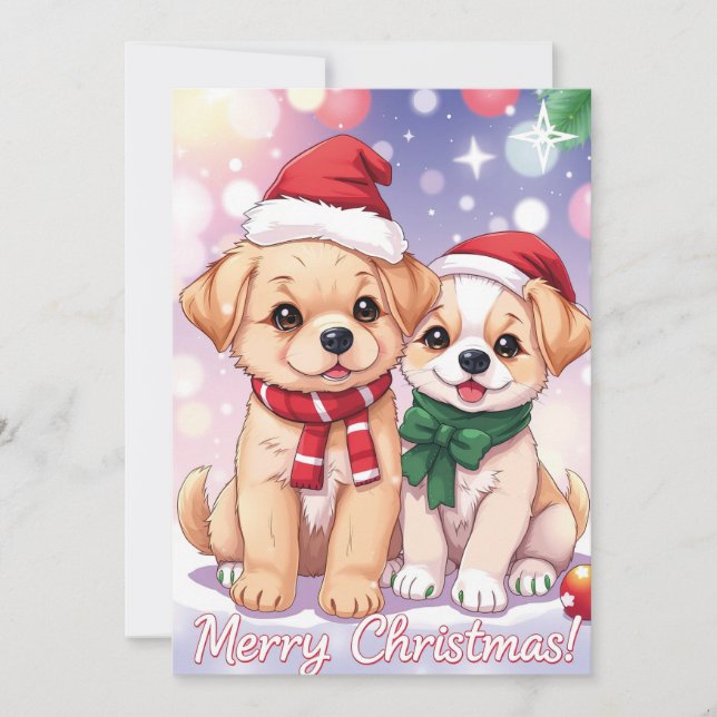 Festliche Welpen mit Feierabend Weihnachten (Vorderseite)