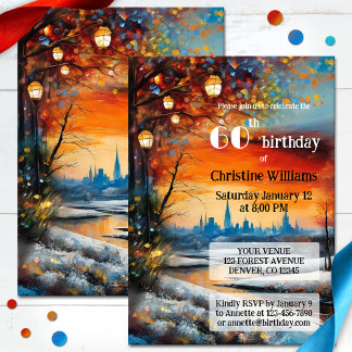 Festliche Whimsical Adult Winter Geburtstagsparty Einladung